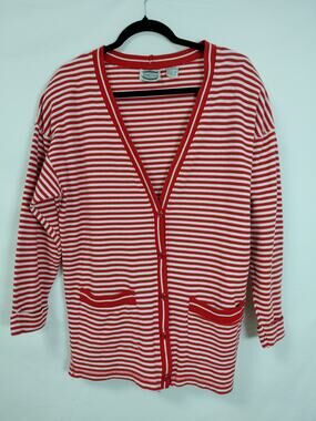 SEPARATE ISSUE Red White Striped  Knit Long Sleeve Women Size S